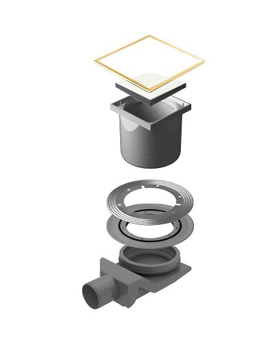 Душевой трап Pestan Confluo Standard 13000159 с решеткой Белый Золото глянец