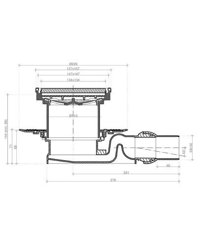Душевой трап Pestan Confluo Standard 13000159 с решеткой Белый Золото глянец
