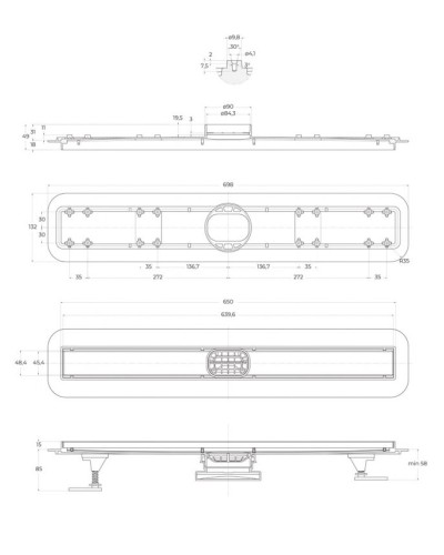 Душевой лоток BELBAGNO LUCE 70 см BB-LD-LUCE-70-CR хром матовый