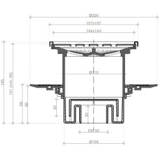 Душевой трап 144x144/50 мм хром Pestan Confluo Standard Tide Mask Vertical 13000074