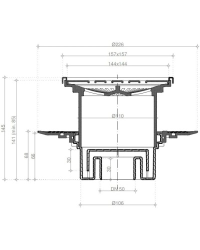 Душевой трап 144x144/50 мм хром Pestan Confluo Standard Tide Mask Vertical 13000074