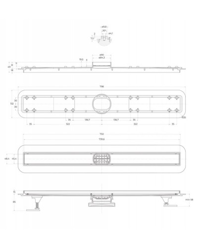 Душевой лоток BELBAGNO LUCE 80 см BB-LD-LUCE-80-NERO черный матовый