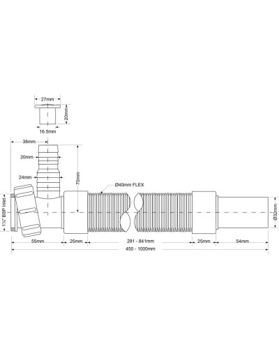 Гофра 45-100 см 1 1/4"-32 McALPINE MRMF1W