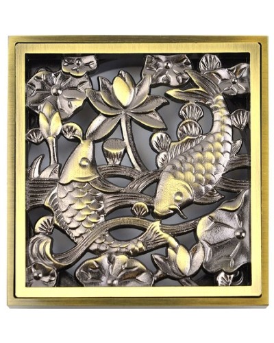 Решетка для трапа Bronze de Luxe Рыбы 10x10 21980 Бронза