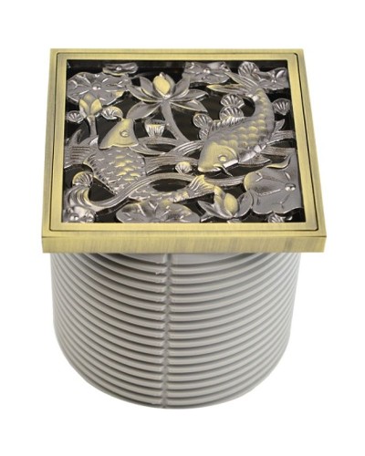 Решетка для трапа Bronze de Luxe Рыбы 10x10 21980 Бронза