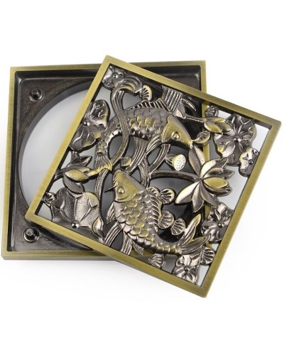 Решетка для трапа Bronze de Luxe Рыбы 10x10 21980 Бронза