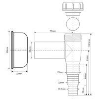 Сифон для подключения слива бытовой техники McALPINE WMV-32WH