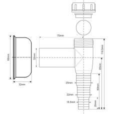 Сифон для подключения слива бытовой техники McALPINE WMV-32WH