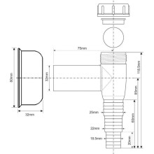 Сифон для подключения слива бытовой техники McALPINE WMV-32CP