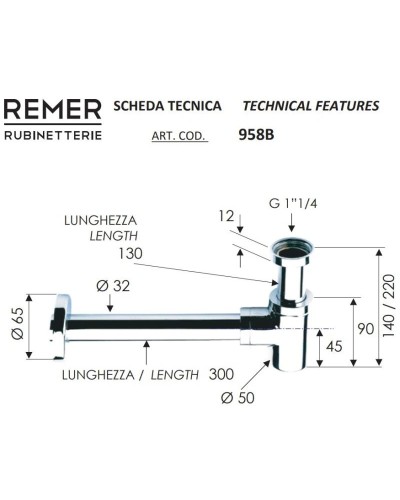 Сифон для биде Remer 958BDO