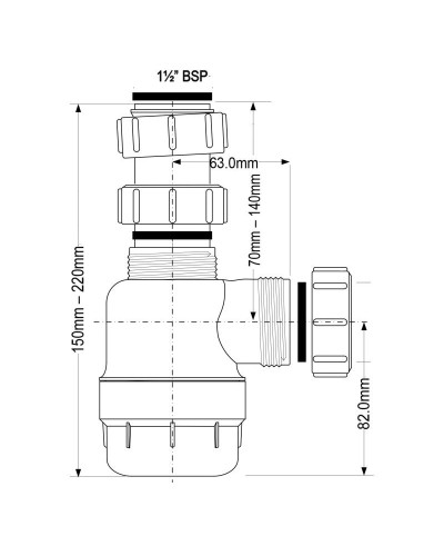 Сифон для кухонной мойки без выпуска McALPINE 40 MRSK2-NW