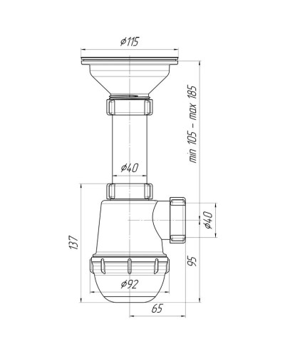 Сифон для кухонной мойки 3 1/2"-40 АНИ пласт A0150