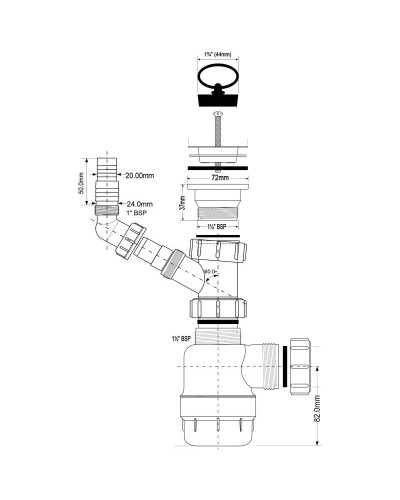 Сифон для кухонной мойки 1 1/2"-40 McALPINE MRSK3