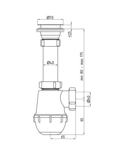 Сифон для кухонной мойки 1 1/2"-40 АНИ пласт A0100