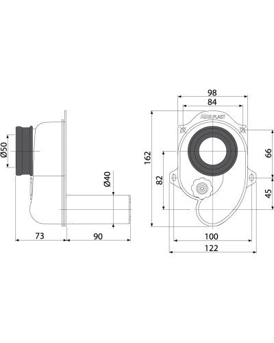 Сифон для писсуара горизонтальный AlcaPlast A45B