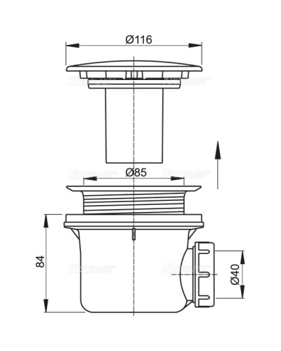 Сифон для поддона Ø 90 мм AlcaPlast A49KMAT