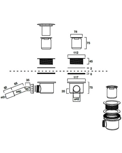 Сифон для поддона Ø 90 мм бронза Kerasan Retro 905693