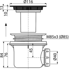 Сифон для душевого поддона Alcaplast A49BLACK Черный матовый