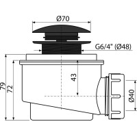 Сифон для поддона Ø 50 мм ClickClack AlcaPlast A465BLACK-50