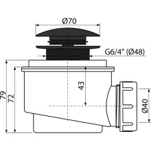 Сифон для поддона Ø 50 мм ClickClack AlcaPlast A465BLACK-50