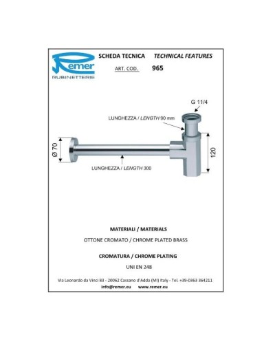 Латунный шестигранный сифон Remer 965114