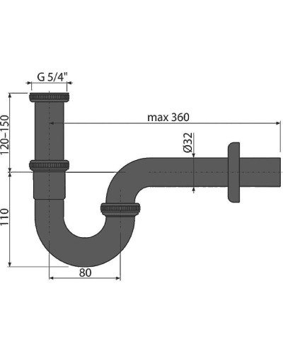 Сифон для раковины Alcaplast A4320BLACK Черный матовый