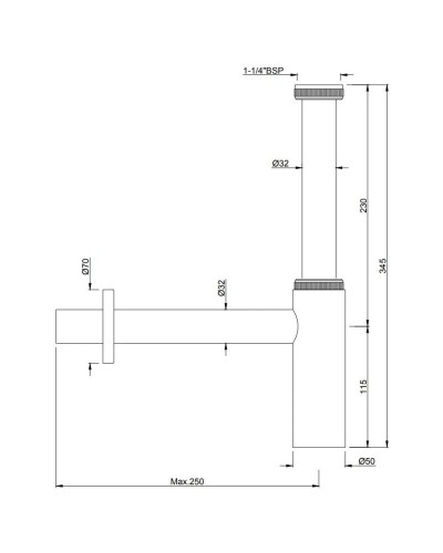 Сифон для раковины Jaquar ALD-CHR-769L250X190