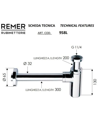 Сифон для раковины Remer 958LRL