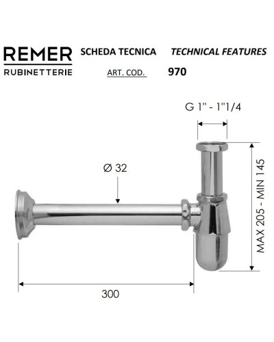 Сифон для раковины Remer 970114DO