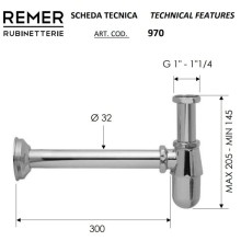 Сифон для раковины Remer 970114VO