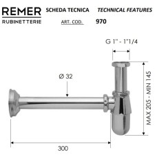 Сифон для раковины Remer 970114NO