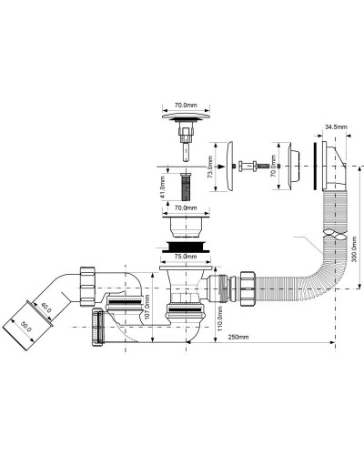 Слив-перелив для ванны ClickClack McALPINE MRB8CB