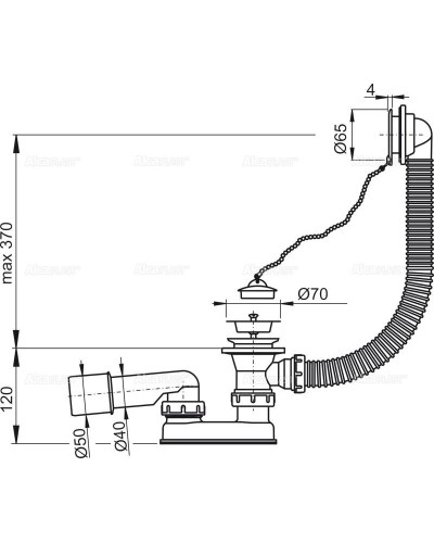 Слив-перелив для ванны AlcaPlast A501