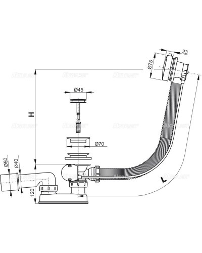 Слив-перелив для ванны AlcaPlast A551K