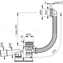 Слив-перелив для ванны ClickClack AlcaPlast A505CRM