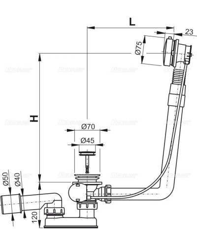 Слив-перелив для ванны AlcaPlast A552K