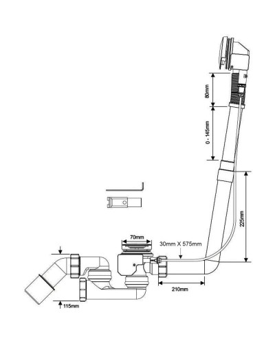 Слив-перелив для ванны нажимного действия McALPINE MRB13CBSR