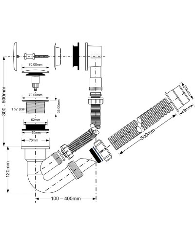 Слив-перелив для ванны ClickClack McALPINE MRB4CB