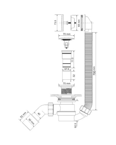 Слив-перелив для ванны ClickClack McALPINE MRB12