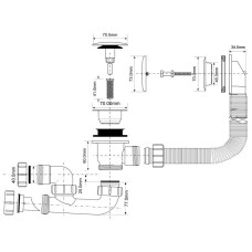 Слив-перелив для ванны ClickClack McALPINE MRB10-PB