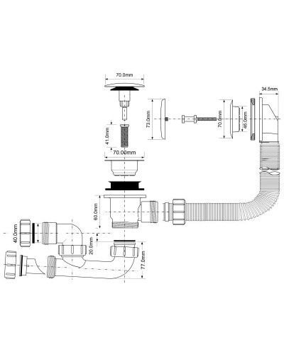 Слив-перелив для ванны ClickClack McALPINE MRB10-PB