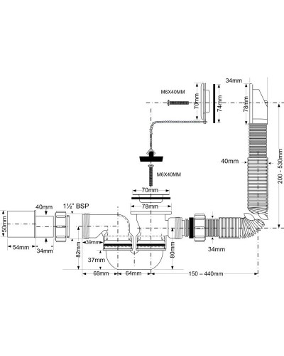 Слив-перелив для ванны McALPINE MRB1-EX