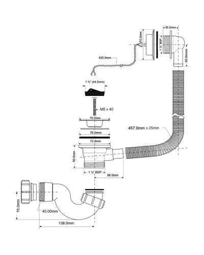 Слив-перелив для ванны McALPINE MRB5