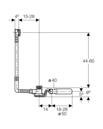 Слив-перелив для ванны Geberit 150.757.21.1