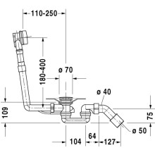 Слив-перелив для ванны Duravit 790285000001000
