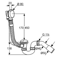 Слив-перелив для ванны Kludi Rotexa 2000 2130005N-00
