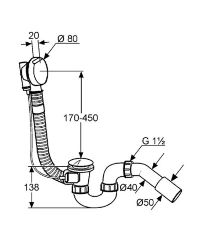Слив-перелив для ванны Kludi Rotexa 2000 2130005N-00