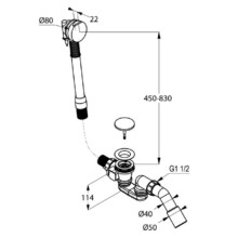 Слив-перелив для ванны Kludi Rotexa 2000 2140405-00