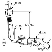 Слив-перелив для ванны Kludi Rotexa 2000 2140605-00