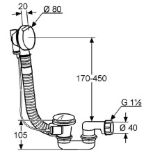 Слив-перелив для ванны Kludi Rotexa 2000 2140705-00